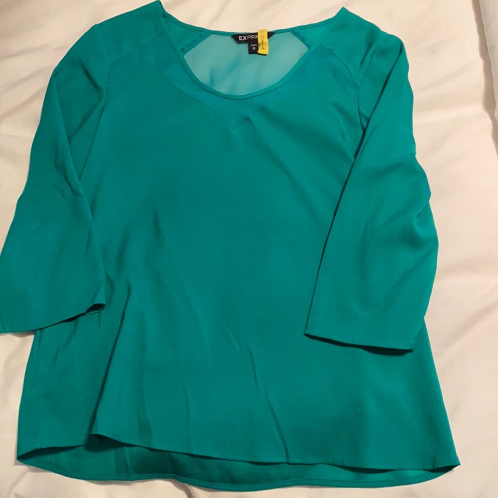 XS Express green 3/4 sleeve blouse